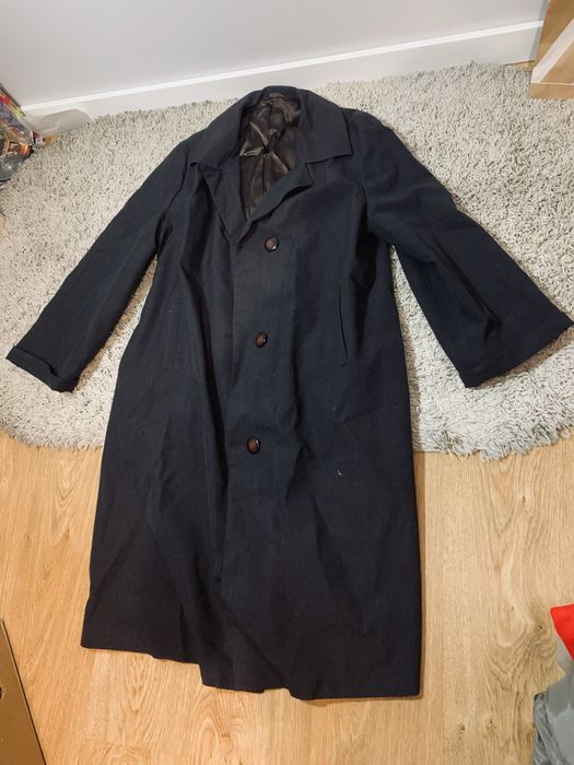 Piękny ciemnobrązowy płaszcz retro oversize l 40 wełna