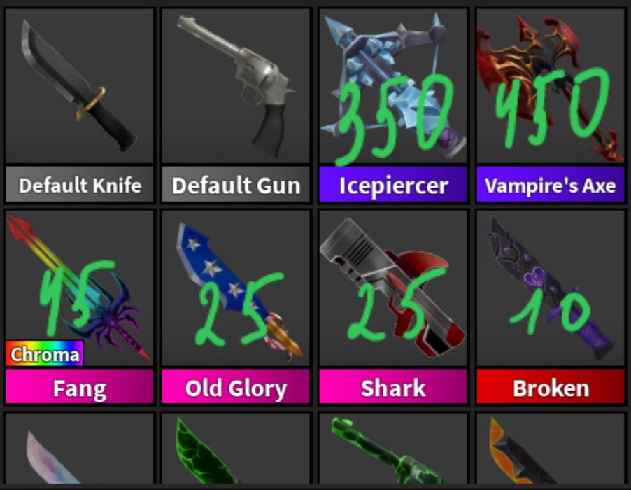 Предметы из игры murder mystery 2