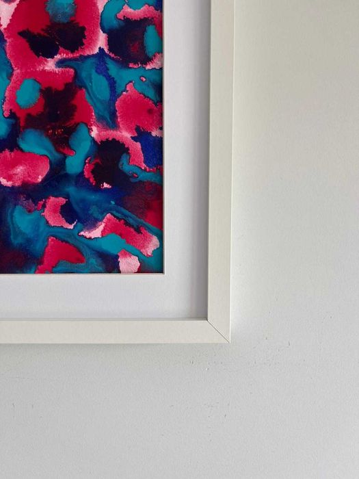 Quadro - Pintura abstrata em acrílico com moldura