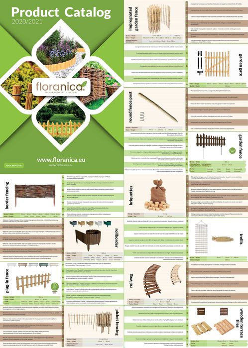 Płotek drewniany. Drewniana palisada ogrodowa. Floranica. Producenta