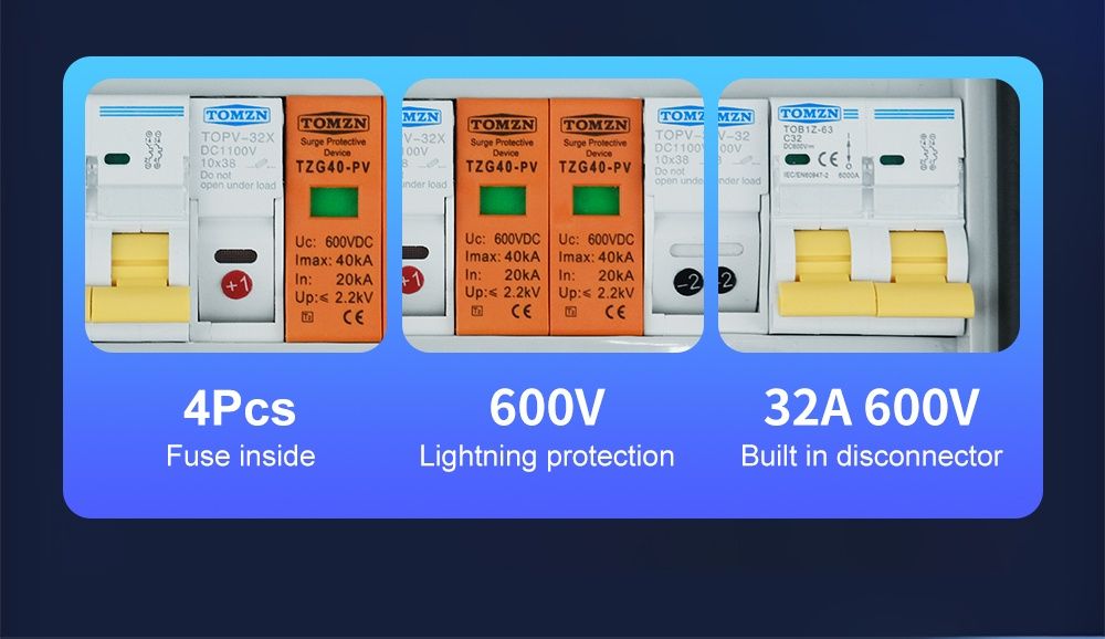 Захист від блискавки.  Щит захисту СЕС TomZN IP65 Сонячних панелей