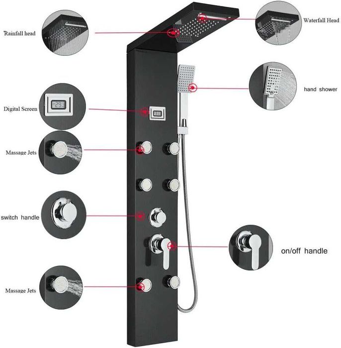Panel prysznicowy / LED / armatura / kran / LUXUS-DUSCHPANEL / R94!