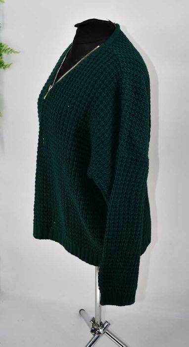 Zielony sweter z zamkiem Bonprix 52/54