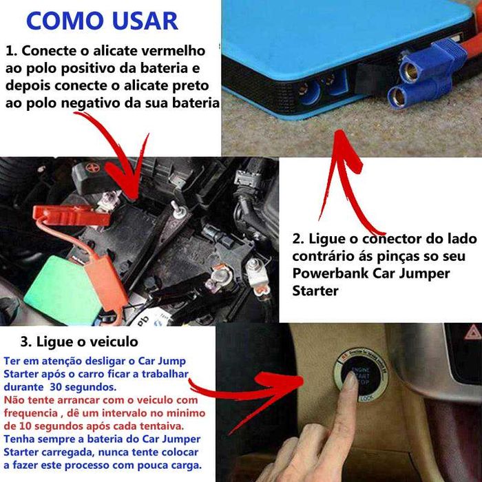 Power Bank with Battery Charger and Jump Starter Booster USB64552621540481122