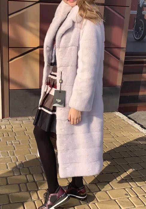 Біла довга натуральна шуба пальто норка греція норковая белая шуба S