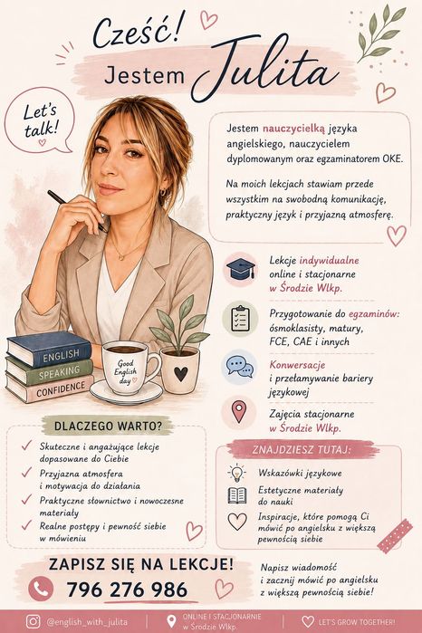 Korepetycje z języka angielskiego/ zajęcia konwersacyjne dla dorosłych