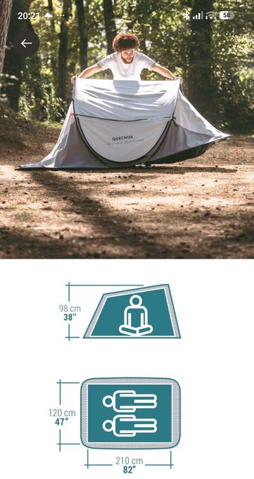 Tenda de Campismo - 2 SECONDS - 2 pessoas - Fresh & Black