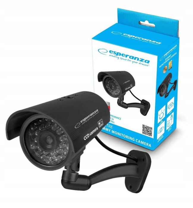 Atrapa kamery monitoringu zewnętrzna z diodą migającą Spectre czarna