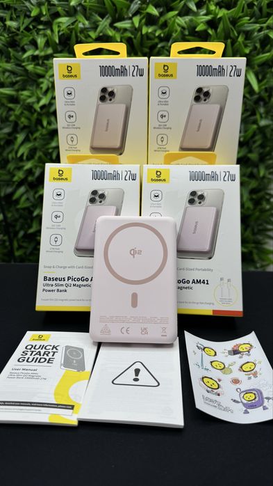 Самый тонкий павербанк для Айфон Baseus 10000 mAh PicoGo 27W Pink
