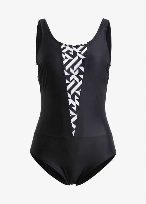 B.P.C modelujący kostium kąpielowy czarny białe wzory 42.