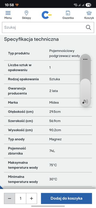 Podgrzewacz wody Midea 80 l 2KW