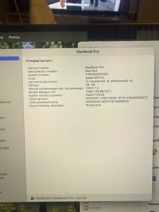 Laptop Apple MacBook Pro 14 M4 Pro 12CPU 16GPU 48Gb Ram 512Gb SSD-nowy