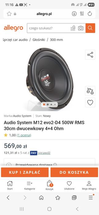 Audio system M12 evo 2,2x2ohm,nowy!