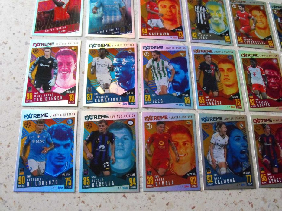 topps Match Attax EXTRA 2023/24, EXTREME LIMITED EDITION, komplet 18 kart.