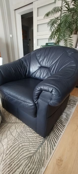 Fotel skórzany ciemny miękki