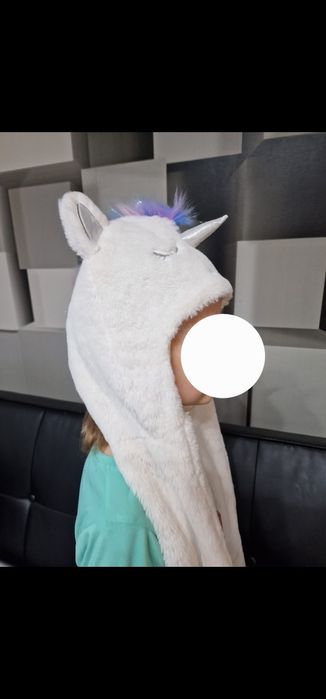 Czapka 3w1 szalik rękawiczki F&F  NOWA jednorożec 6-12 lat