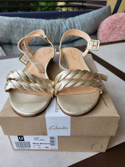 Sandały złote skórzane clarks roz 41
