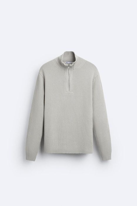 НОВИЙ З БІРКАМИ світло сірий светр ZARA чоловічий з блискавкою L