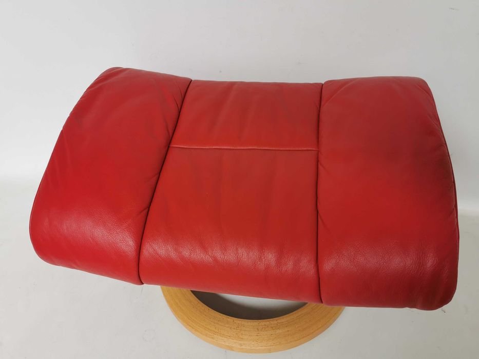 pufa podnóżek SKÓRA skórzany Ekornes stressless 56x38x41 czerwony