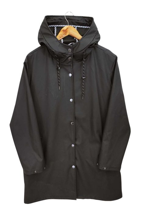 Y99 przeciwdeszczowy płaszcz damski wiosenny czarny kaptur L 40