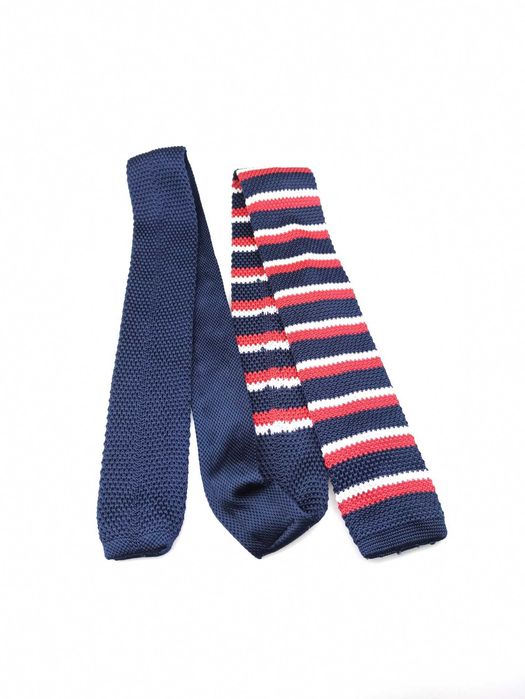 granatowy krawat knit w paski n27