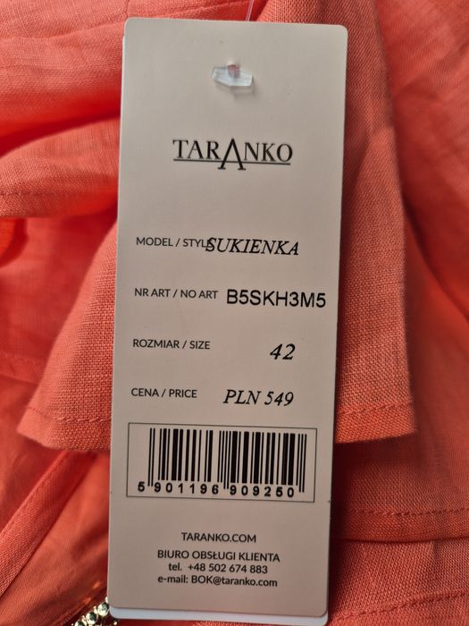 Lniana sukienka Taranko 100% len rozm  42 NOWA