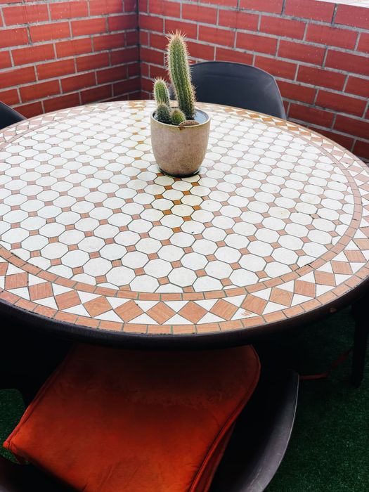 Mesa jardim mosaico 1,08 com 4 cadeiras