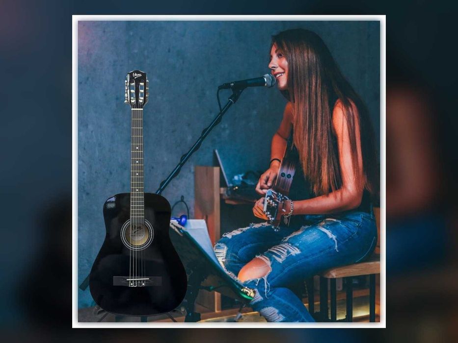 Nowa Gitara Klasyczna 4/4 V-Tone BCG Czarna Nylonowe Struny Akordy