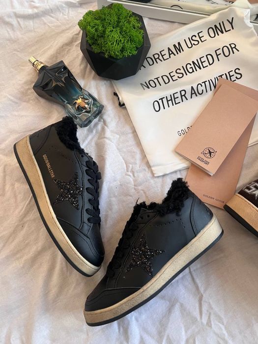 Кросівки утеплені Golden Goose/ Чорні снікерси Голден Гус/ Рік Овенс