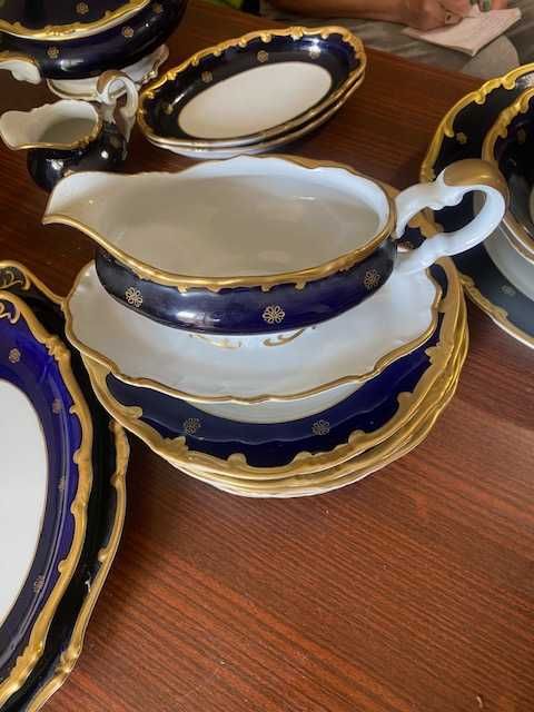 столово-чайний німецький сервіз, кобальт+ золото
