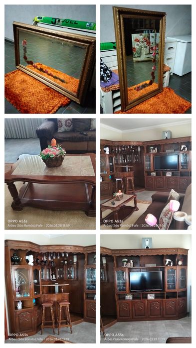 Conjunto de mesa espelho e bar