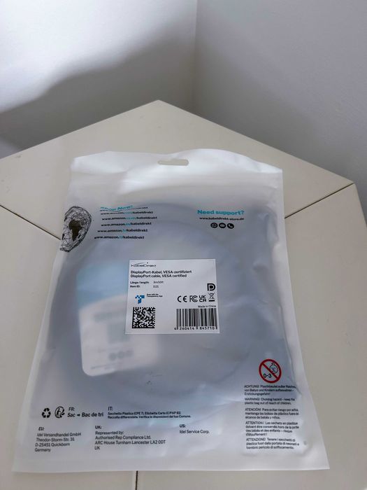 Cabo DisplayPort 8K com blindagem A.I.S. e certificação VESA – 2m