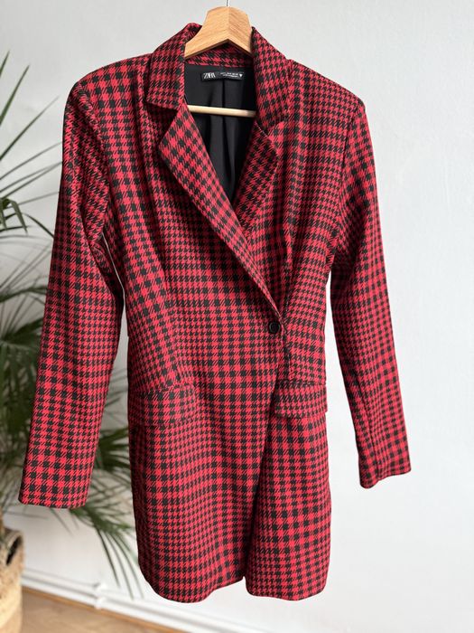 Kombinezon w pepitkę czarny czerwony elegancki Zara S jak nowy