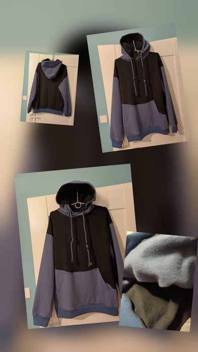 Nowa bluza kangurka "Kontrast" oversize unisex od S do XL z kaszmirem