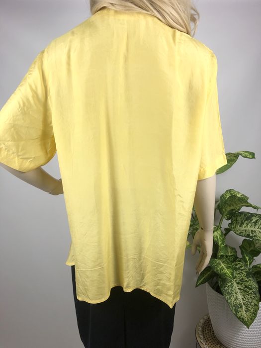 Żółta długa letnia jedwabna koszula damska 100% silk na lato