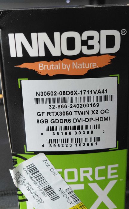 Nowy Inno3D RTX 3050 Twin X2 OC 8GB | Gwarancja | Zamiana na drukarkę 3D