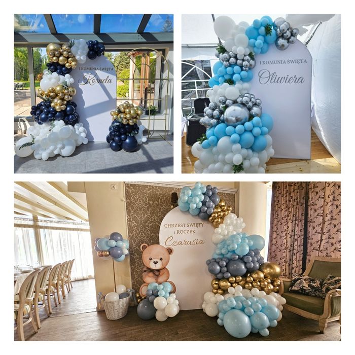 Ścianka balonowa urodziny, roczek, chrzest girlanda balonowa, tło
