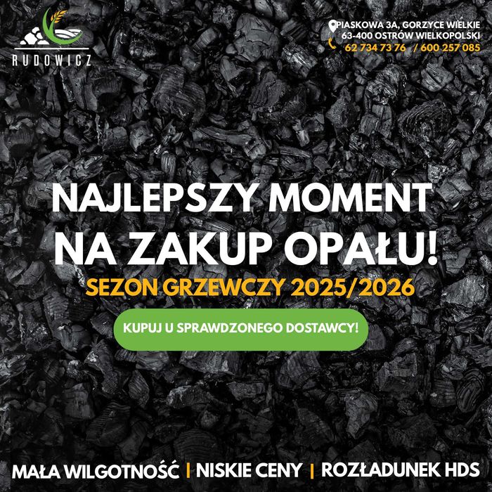 Węgiel groszek polski,orzech, kostka skład opału RUDOWICZ