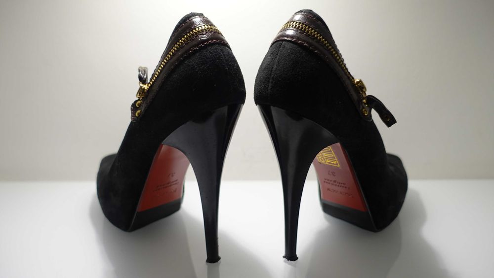 Kazar, czarne skórzane szpilki , rozmiar 37, obcas 13cm