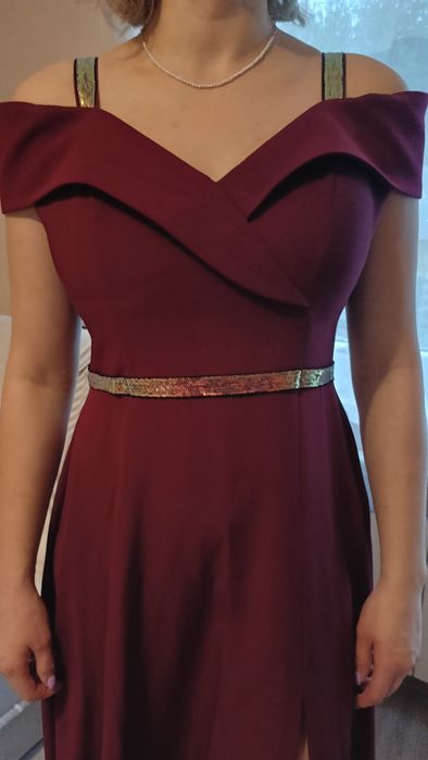 Bordowa suknia 42