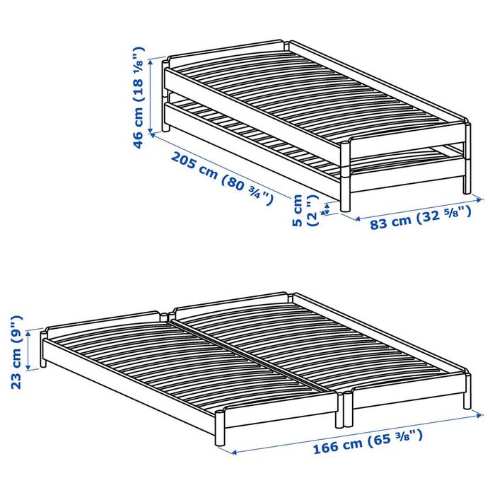 Cama 2 em 1 solteiro e de casal: duas camas 80x200 Ikea - Utaker