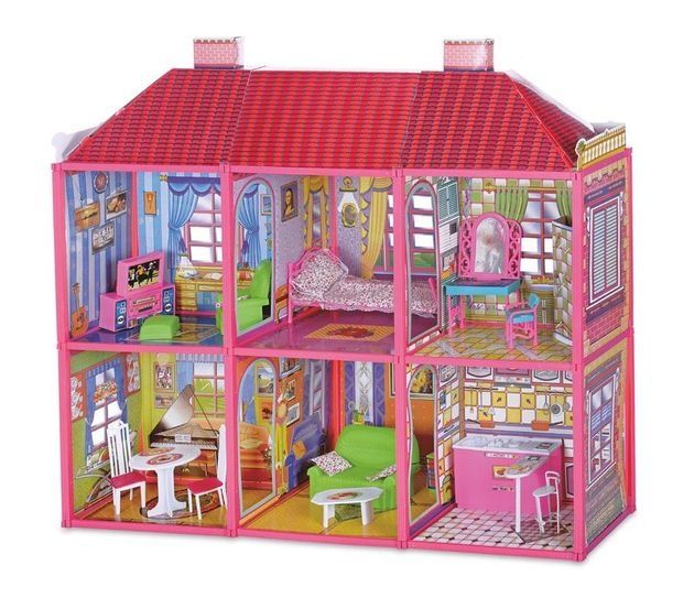Ляльковий будиночок двоповерховий 6 кімнат з меблями для ляльок Барбі