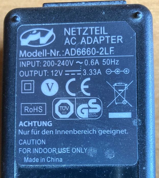 Zasilacz do dekodera NC+ Pace HDS7241. 12V DC 3,3A