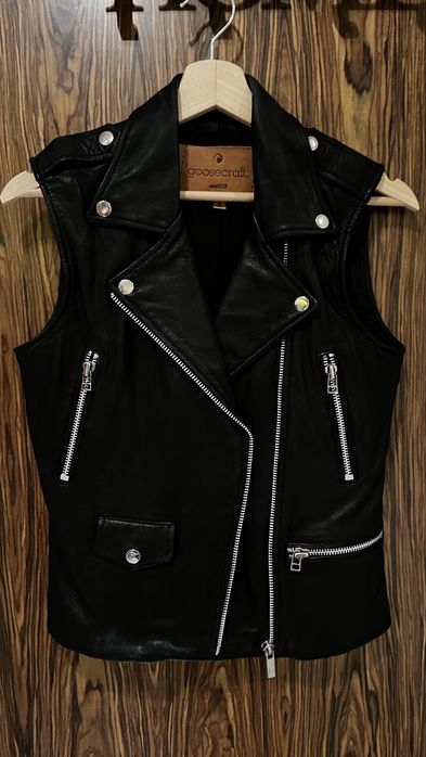 Goosecraft kamizelka biker skóra naturalna