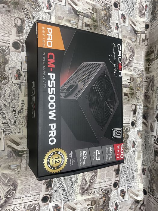 Новый игровой блок питания Crown CM-PS500W PRO (6+2pin 2 шт). С гарантией