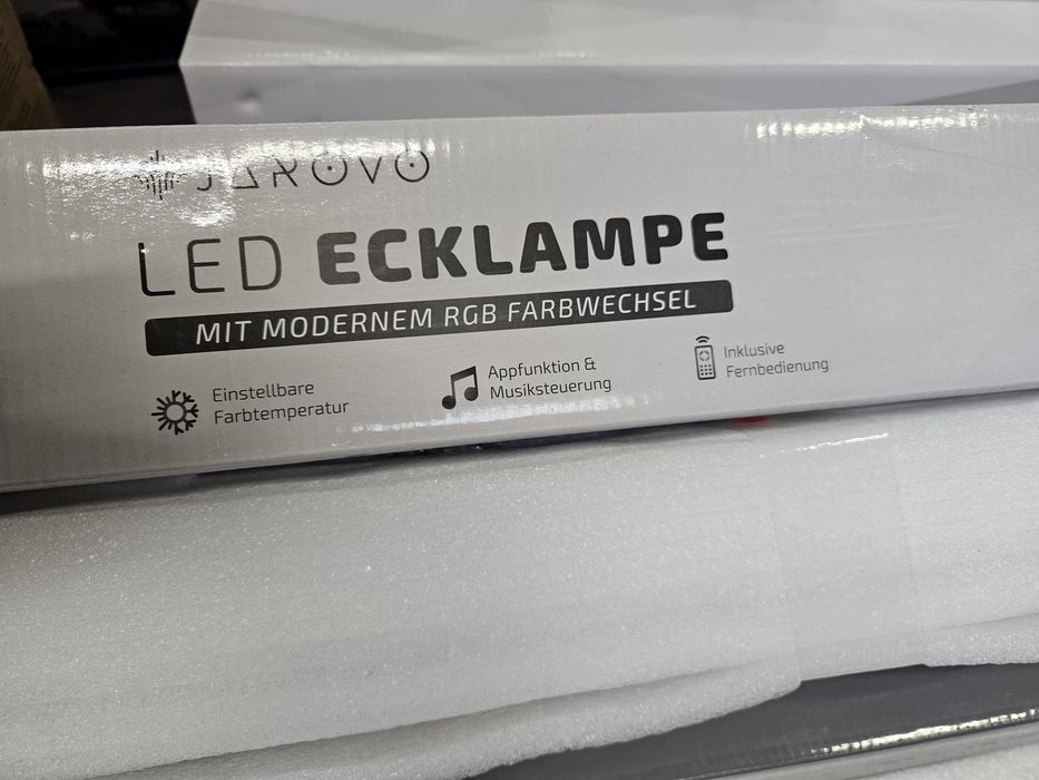 Nowoczesna lampa narożna LED JAROVO RGB / pilot / aplikacja (Nowa)