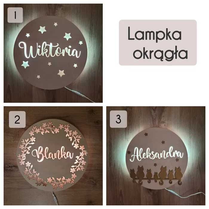 Lampka nocna z imieniem dziecka - na baterie
