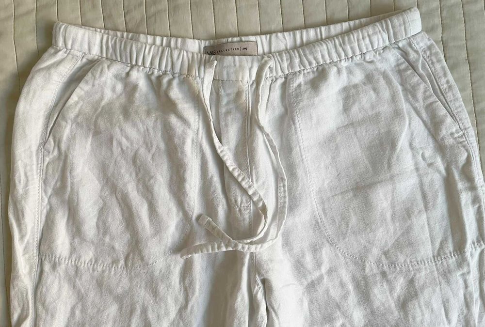 M&S collection/peg spodnie białe len bawełna roz. 40 12 M