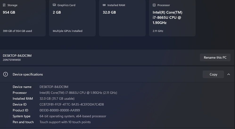 Laptop Lenovo ThinkPad P53S