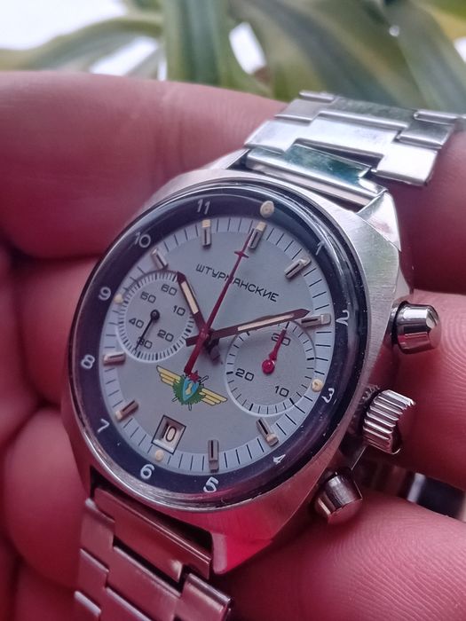 Часы хронограф Полет "Штурманские"  нержавеющей стали с браслетом СССР